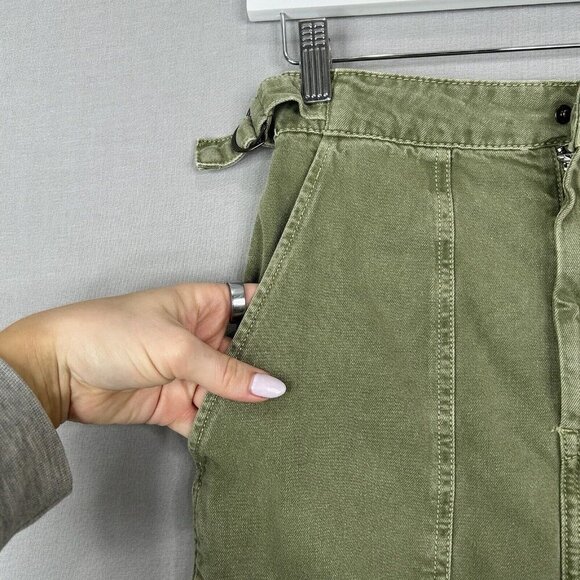 Free People Womens Skirt 0 Army Green Twill Cargo Utility Y2K Grunge Mini Basic - Picture 6 of 14